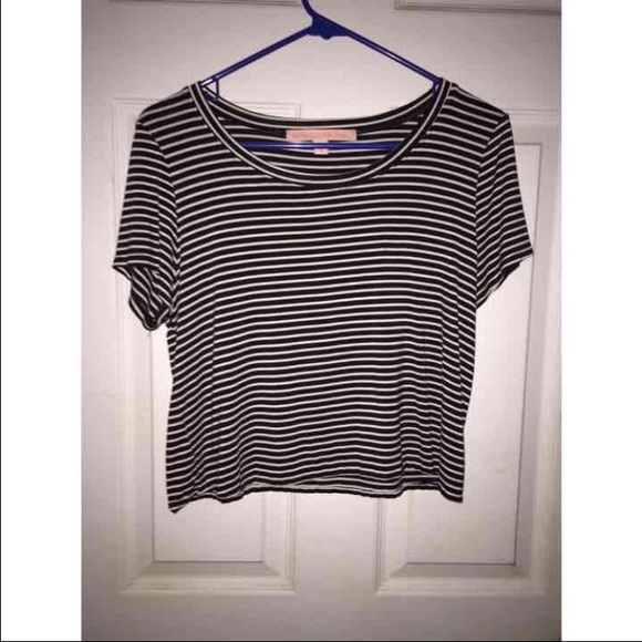 Black and white striped crop top