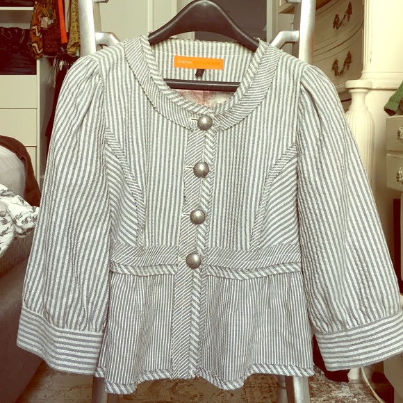 Grey & white striped jacket