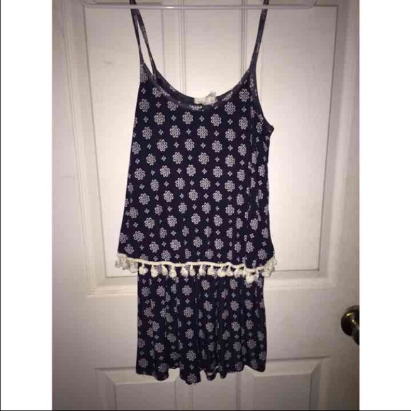 Blue and white romper