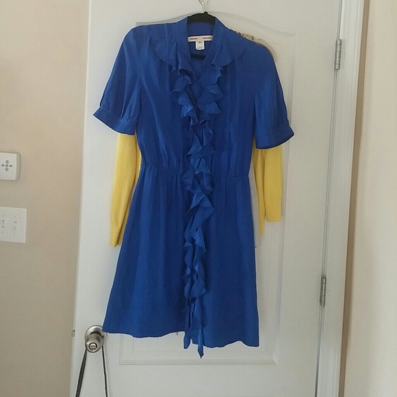 Blue silk dress - Picture 4 of 4