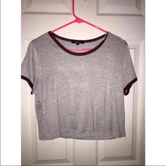 Gray and maroon crop top