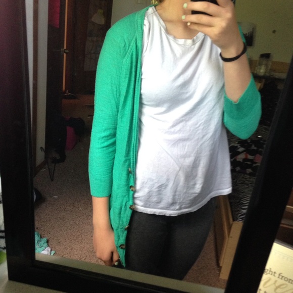 blue cardigan