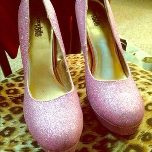 Pink sparkly Charlotte Russe high heel shoes