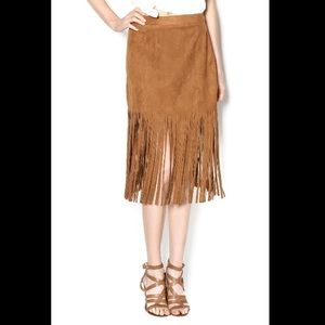 Ya Los Angeles Brown Fringe Skirt. NWOT Size Med