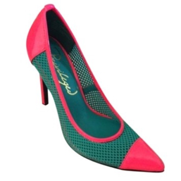 Privileged Amiya Green & Pink Stilettos