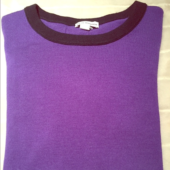 Club Monaco Purple Navy Trim Short Sleeve Sweater