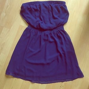 Strapless, royal blue, chiffon dress.