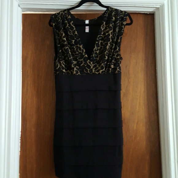 Black and Gold Cheetah Dress - Picture 2 of 3