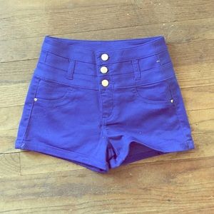 Electric Blue High-Waisted Shorts - 0