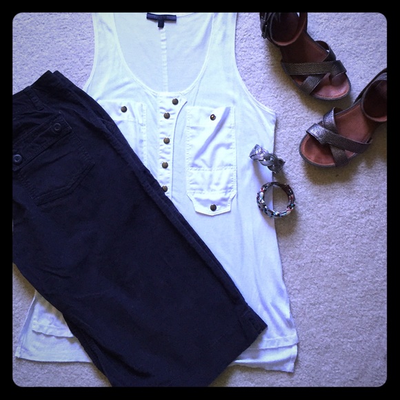 navy blue wide-leg corduroy capris | Old Navy