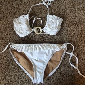 99° white ruffle string bikini size medium large
