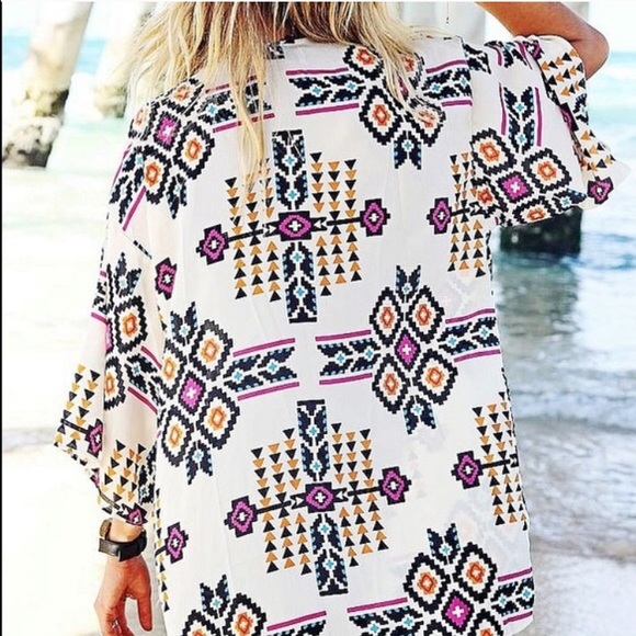 🔥Geometric pattern swim coverup/kimono - Picture 2 of 4
