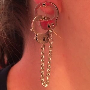 Silver handcuff earrings