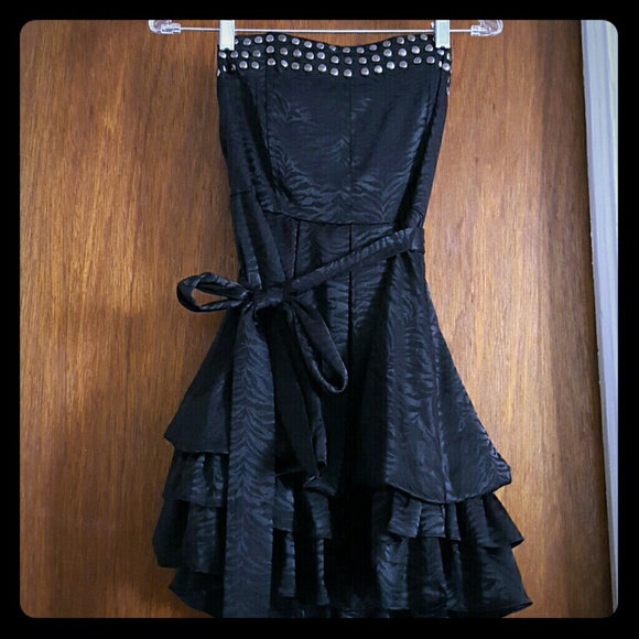 Black strapless rhinestone dress