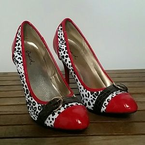 Dalmatian/leopard print heels