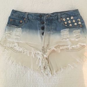 LF studded denim shorts