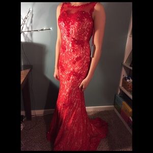 Red lace prom (or any formal occasion) dress