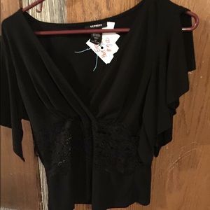 Express black shirt with open back