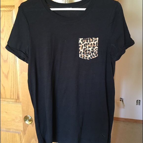 PINK black leopard pocket tee