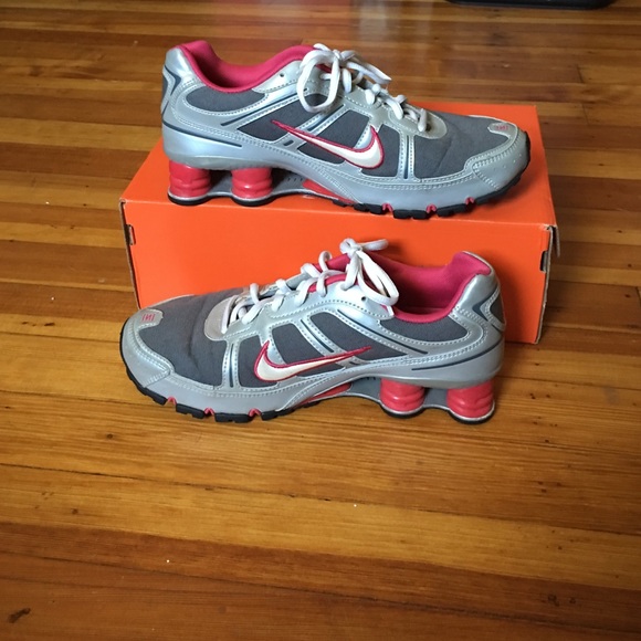 Grey Pink and Silver Nike Shox