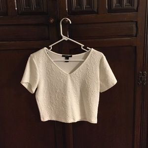 White textured crop top