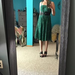 Cooperative/UO green bird midi dress. Size M.