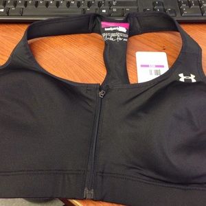 Under Armour front zip sports bra. Size: 36DD.