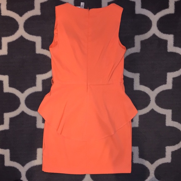 Neon orange peplum mini dress, amazing condition! - Picture 3 of 4