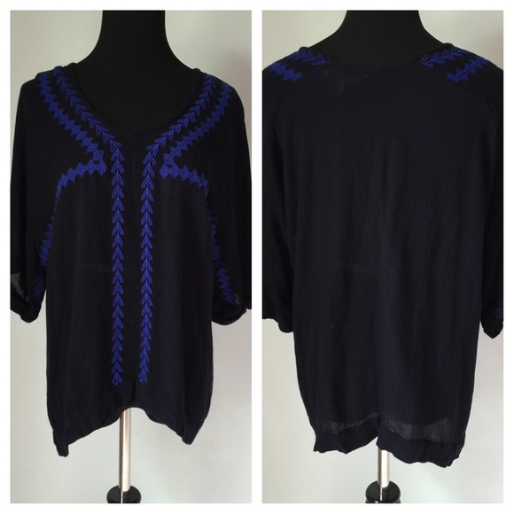 Boho Embroidered Dolman Top - Picture 2 of 4
