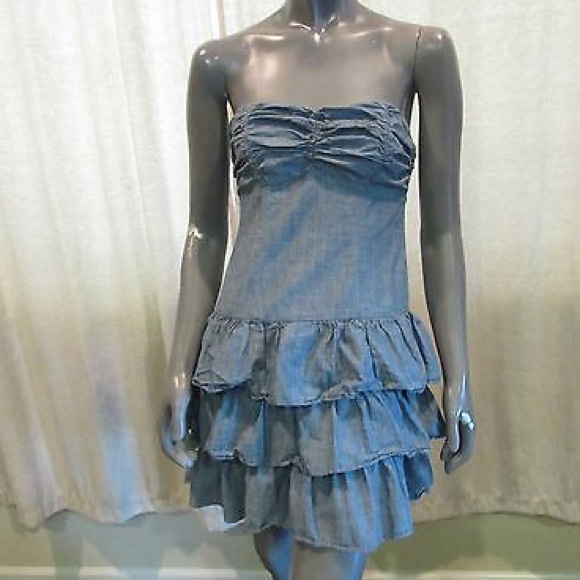Express strapless denim dress
