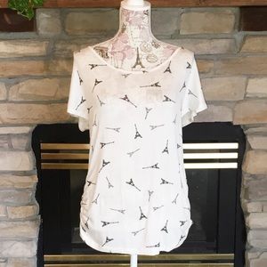 Paris Eiffel Tower White T-shirt with Bow detail