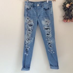 American Eagle High Waisted Destroyed Jeans