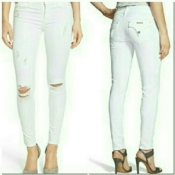 Hudson Jeans Denim - Hudson Collin Skinny Jean White Destructed