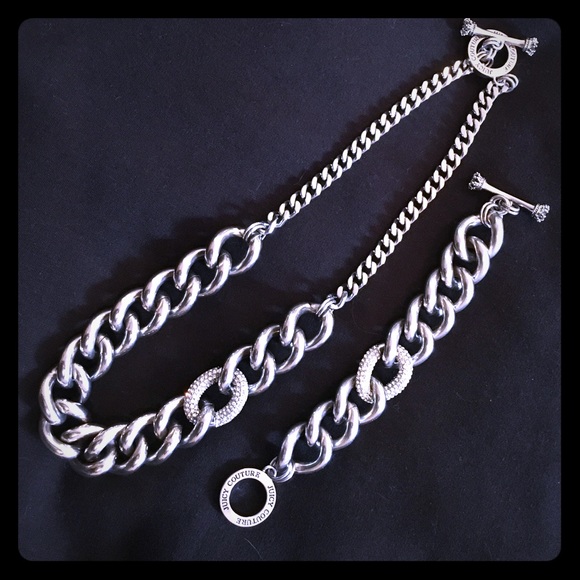Juicy Couture Silver Pave Toggle Link Set