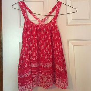 Red/ white Express tank top