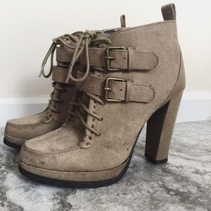 Brown Suede Lace Up Heels