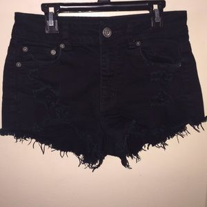 American Eagle Black distressed shorts