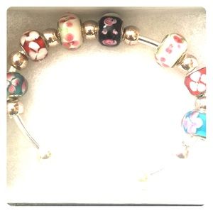Pandora murano glass flower charms