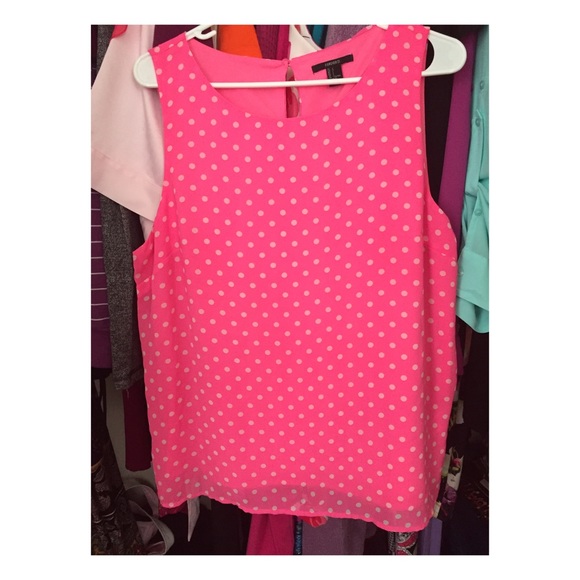 Hot pink polka dot blouse