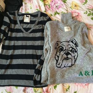 Size XS Gilly Hicks long sleeve. Size L A&F crop.