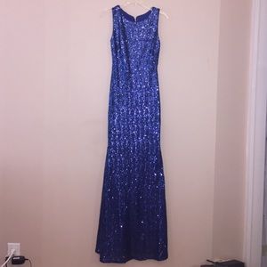 Blue sequin prom dress