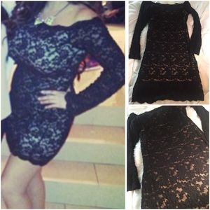 Beautiful 💕Black Lace dress with nude Underlay.