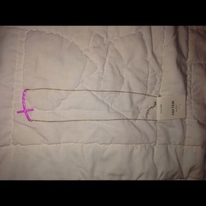 Pink and gold cross necklace