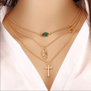 Evil Eye Three Layered Necklace