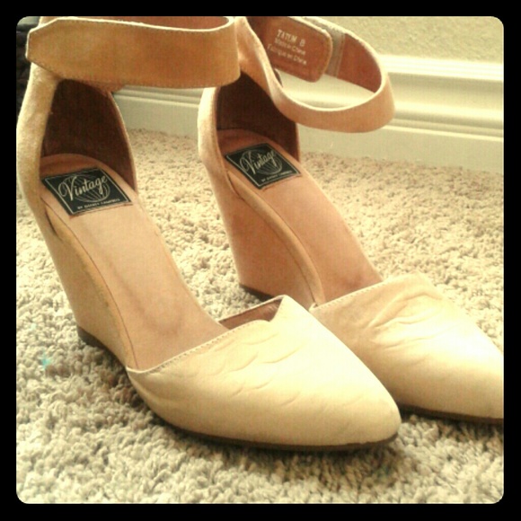 Cream beige ankle strap heels