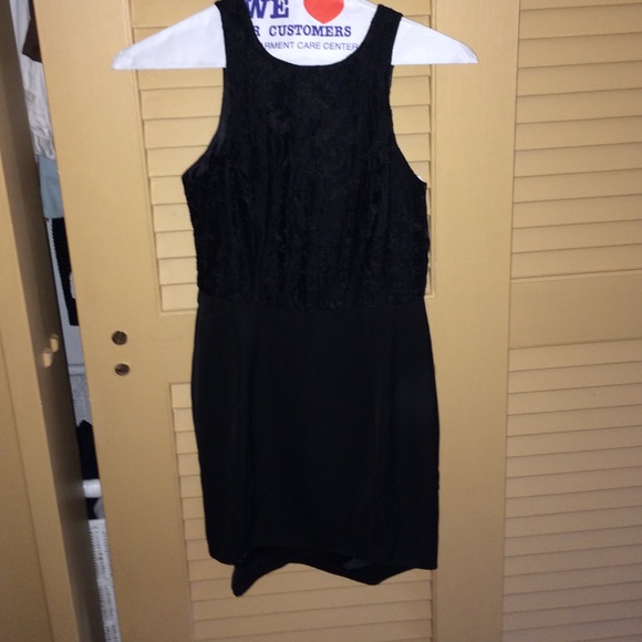 Black mini dress with lace top