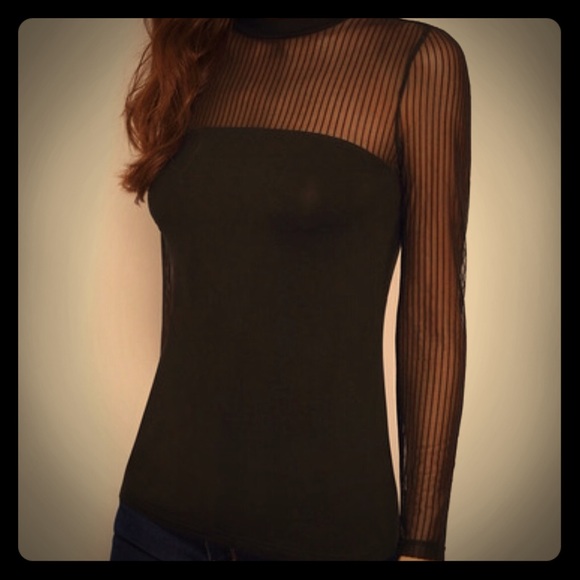 Mock neck mesh top