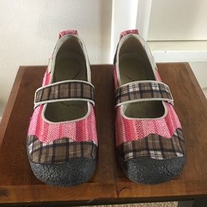 Keen brand shoes, pink with plaid