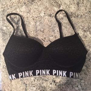 VS Pink Black Leopard Print Bralette