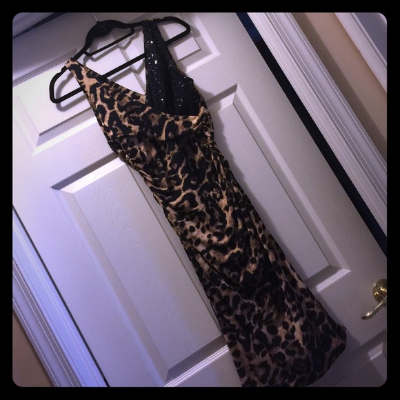 Sexy Leopard & Sequin Dress EUC worn once like new